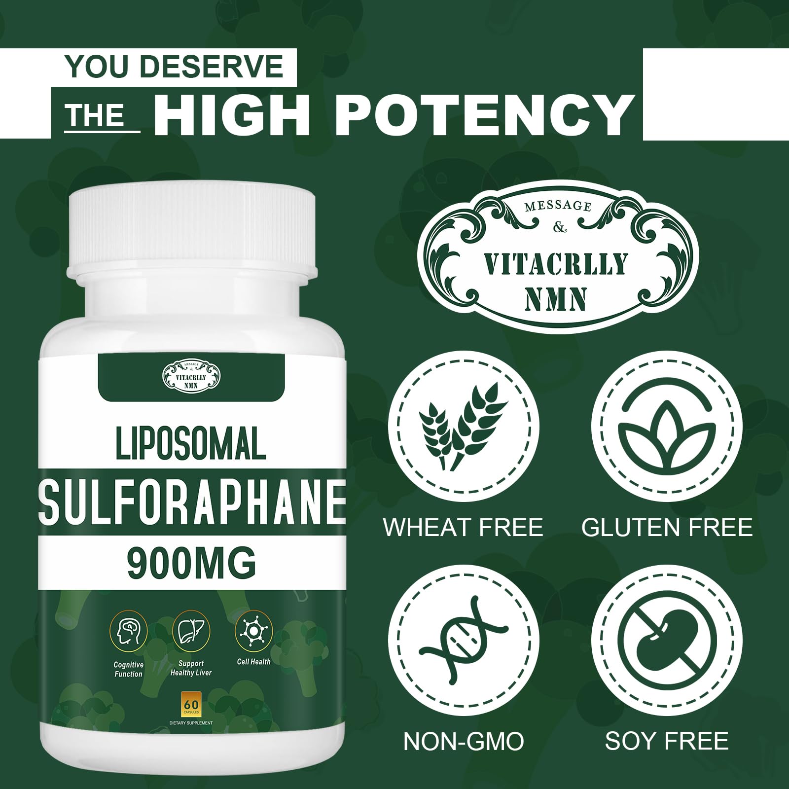 VITACRLLYNMN ingredientes de brócoli y semillas ilustrando el origen vegetal del sulforafano