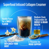 VitaCup etiqueta con información de colágeno y MCT beneficios