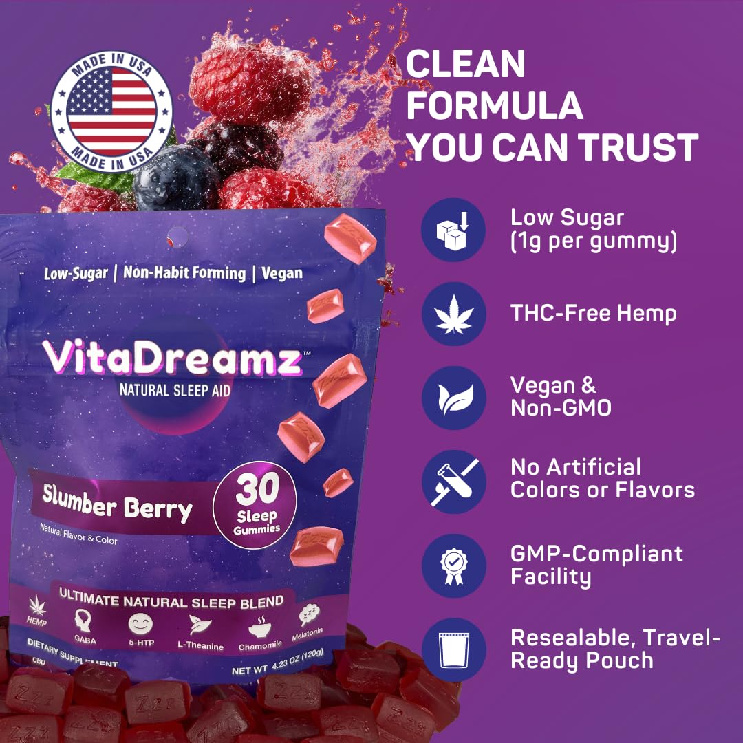 VitaDreamz frasco abierto con gomitas accesibles y almacenamiento seguro