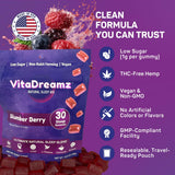 VitaDreamz frasco abierto con gomitas accesibles y almacenamiento seguro