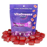 VitaDreamz frasco delante mostrando diseño y conteo 30 gomitas para conveniencia