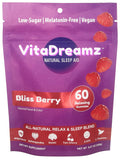 VitaDreamz frente del paquete Bliss Berry mostrando presentación resellable y beneficio de conveniencia