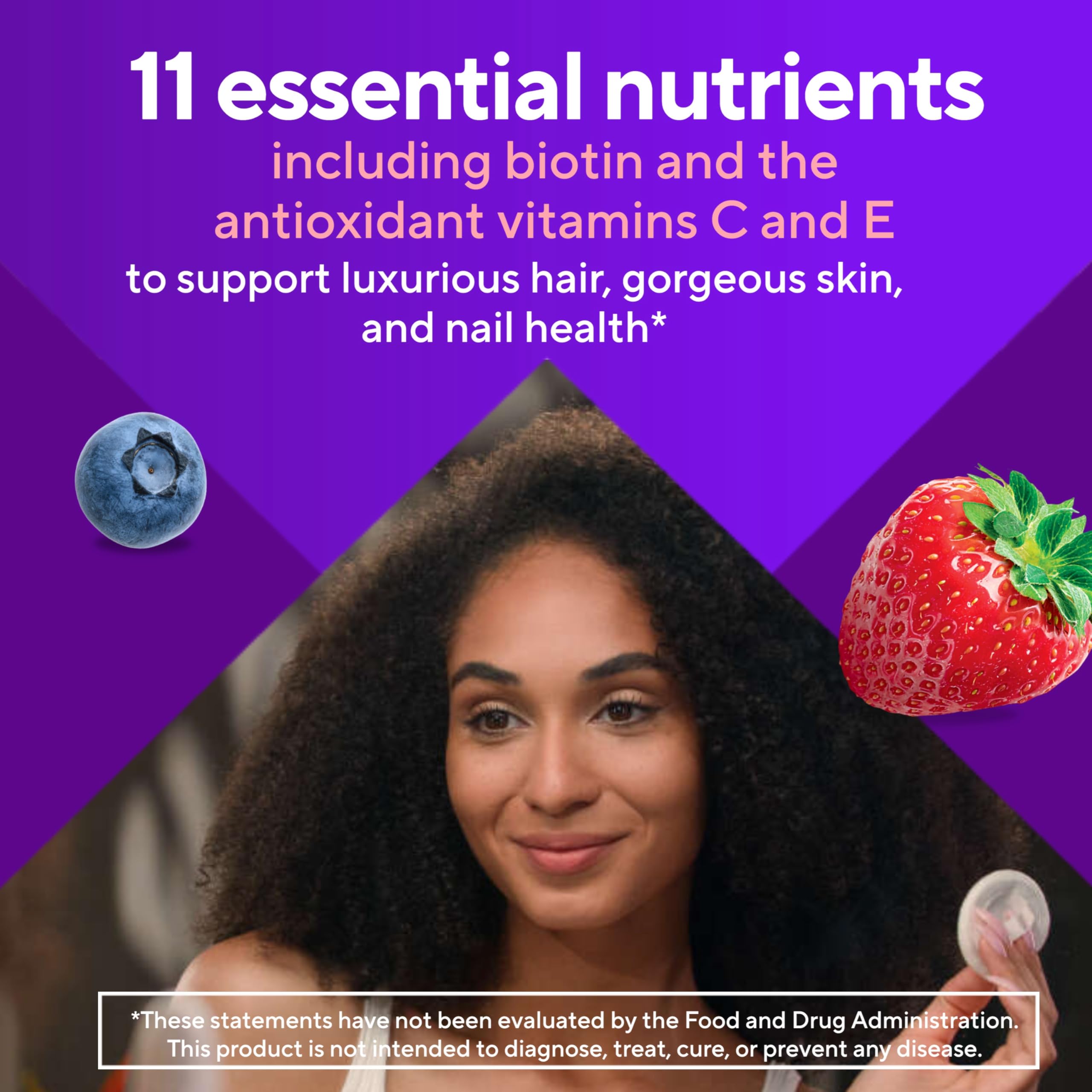 Vitafusion etiqueta con lista de nutrientes y cantidades por porción clara