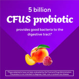 Vitafusion etiqueta nutricional legible mostrando 5 mil millones de UFC por porción