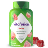 Vitafusion frasco frontal con sabor guayaba-hibisco y dosis visible