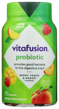 Vitafusion frasco frontal mostrando 70 gomitas y beneficios de conveniencia
