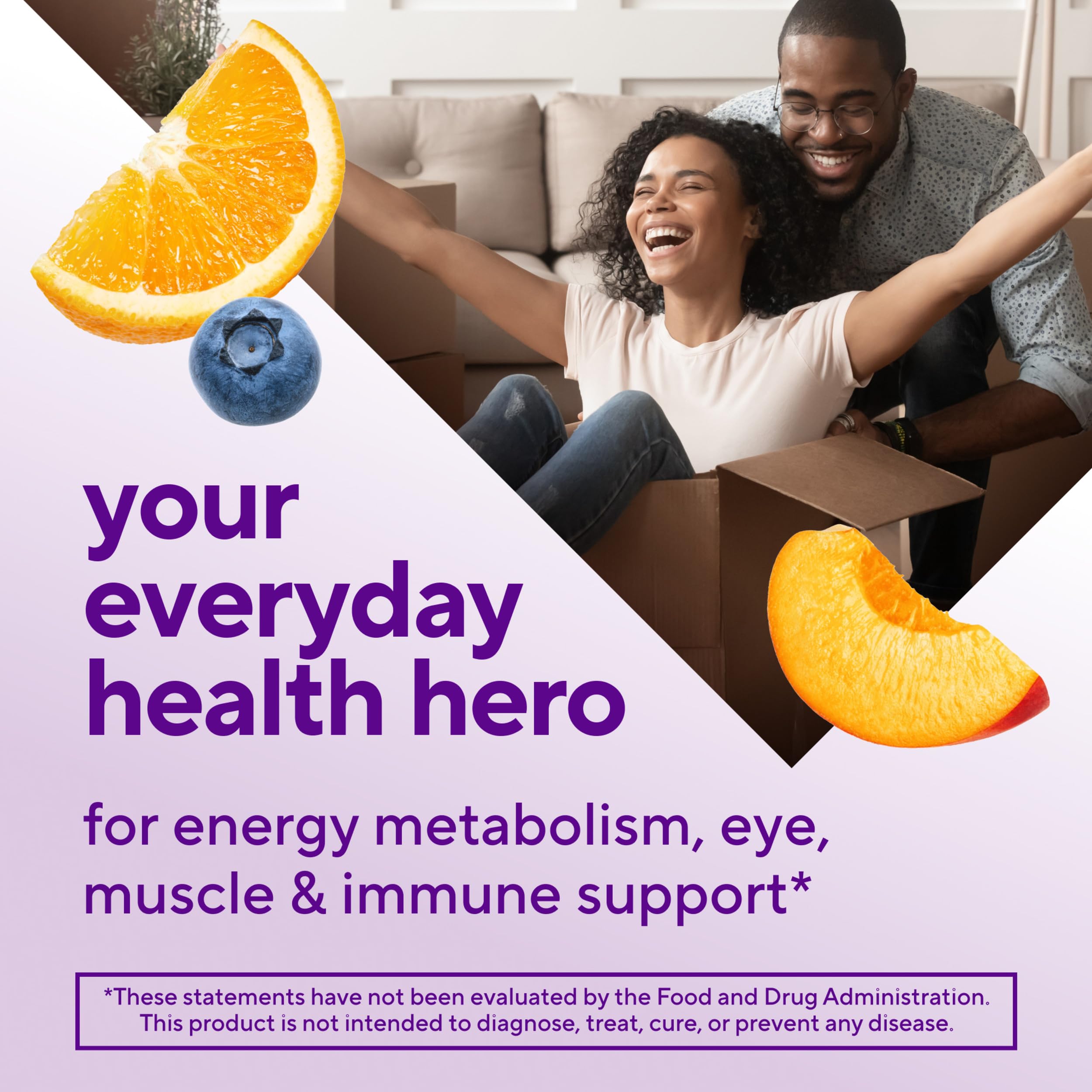 Gomitas Vitafusion en tonos berry, durazno y naranja para variedad diaria