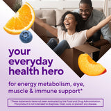 Gomitas Vitafusion en tonos berry, durazno y naranja para variedad diaria