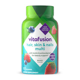 Vitafusion envase frontal con 100 gomitas frambuesa que facilita la dosis diaria