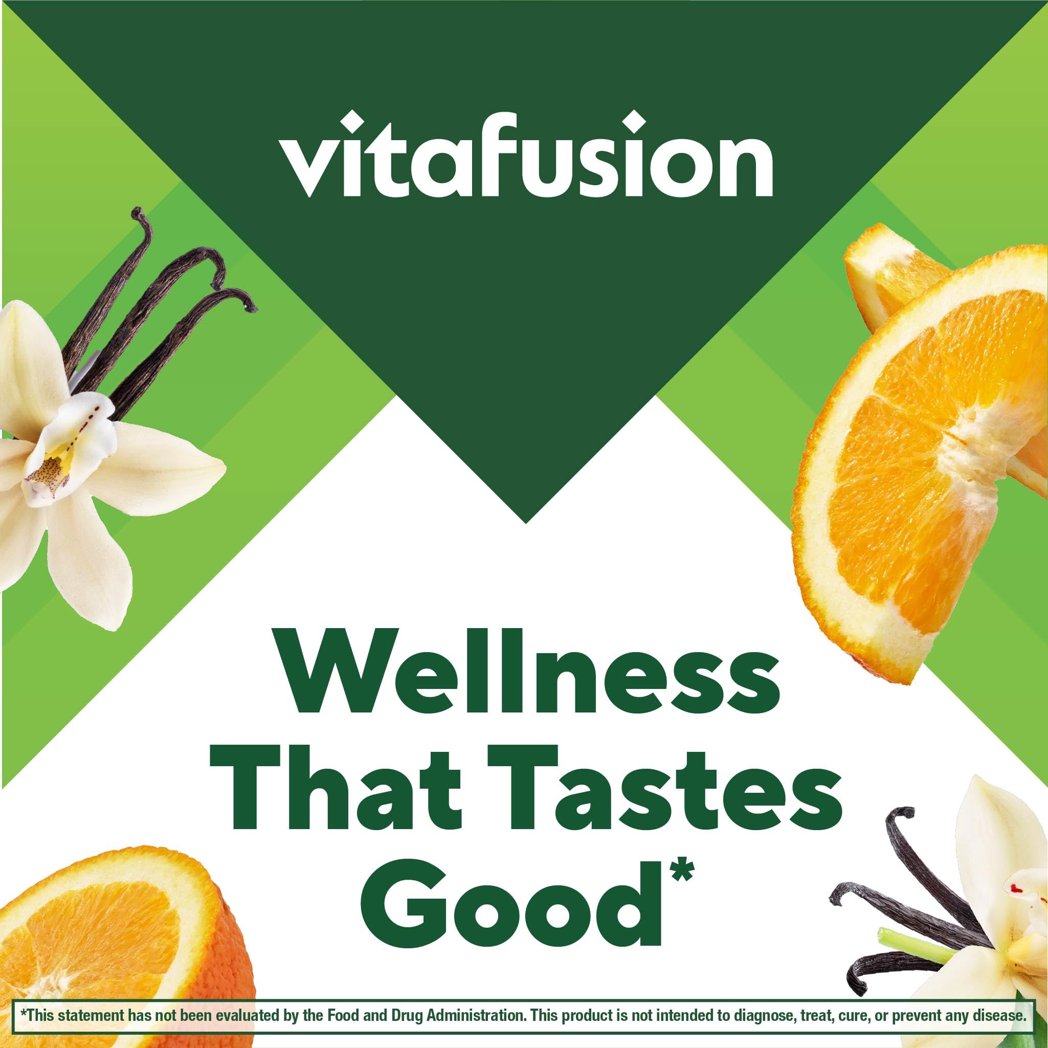 Vitafusion detalle de la etiqueta de ingredientes para lectura rápida