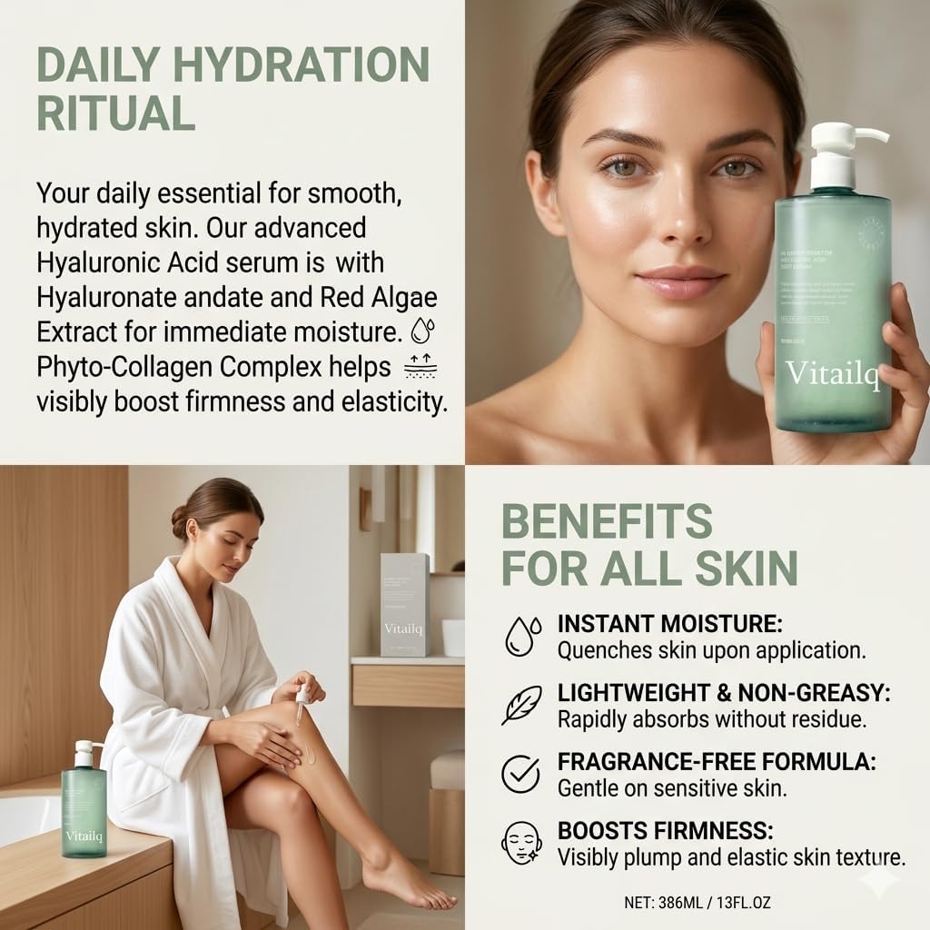 Vitailq Beauty etiqueta con lista de ingredientes, destaca ácido hialurónico multimolecular