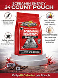 VITAL 4U paquete junto a granos de café, sabor coffee mocha