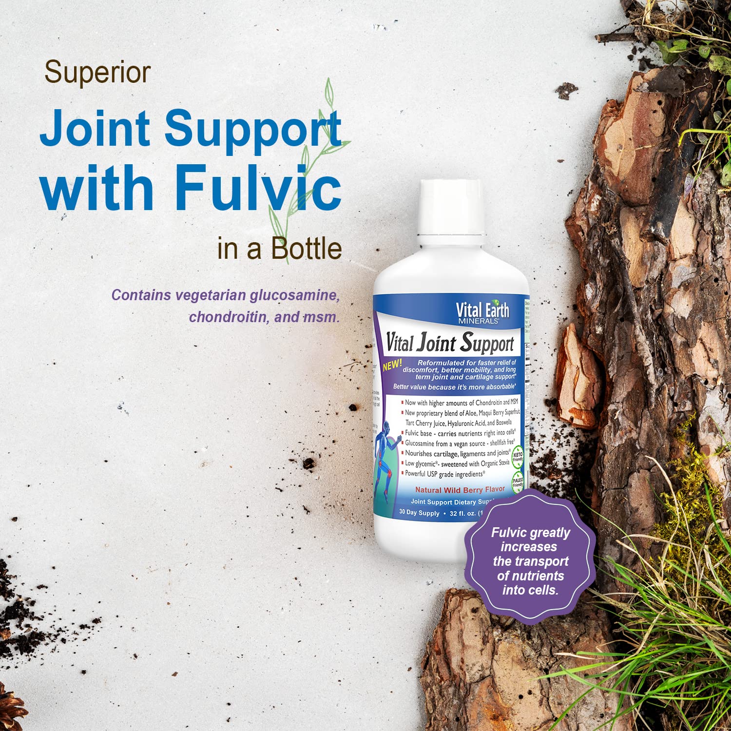 Vital Earth botella sin BPA destacando seguridad del material