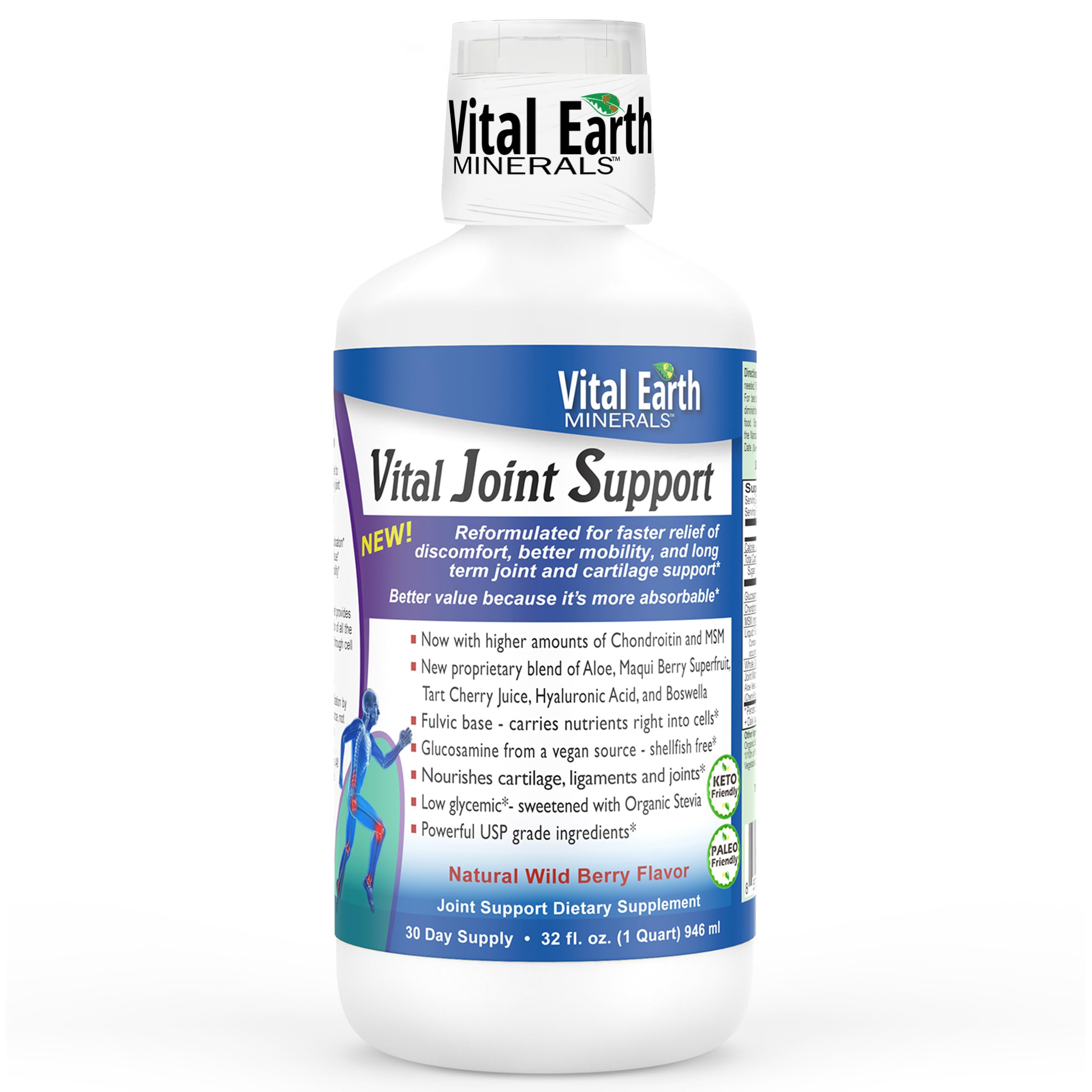 Vital Earth frontal del envase mostrando la etiqueta y beneficios visibles