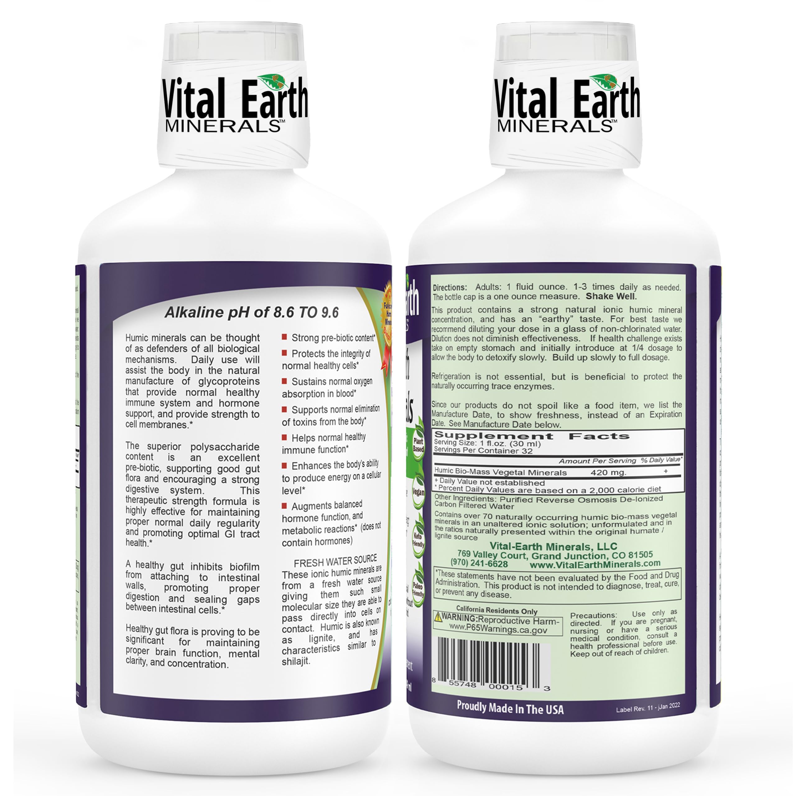 Vital Earth Minerals detalle de la textura líquida y aspecto claro beneficioso