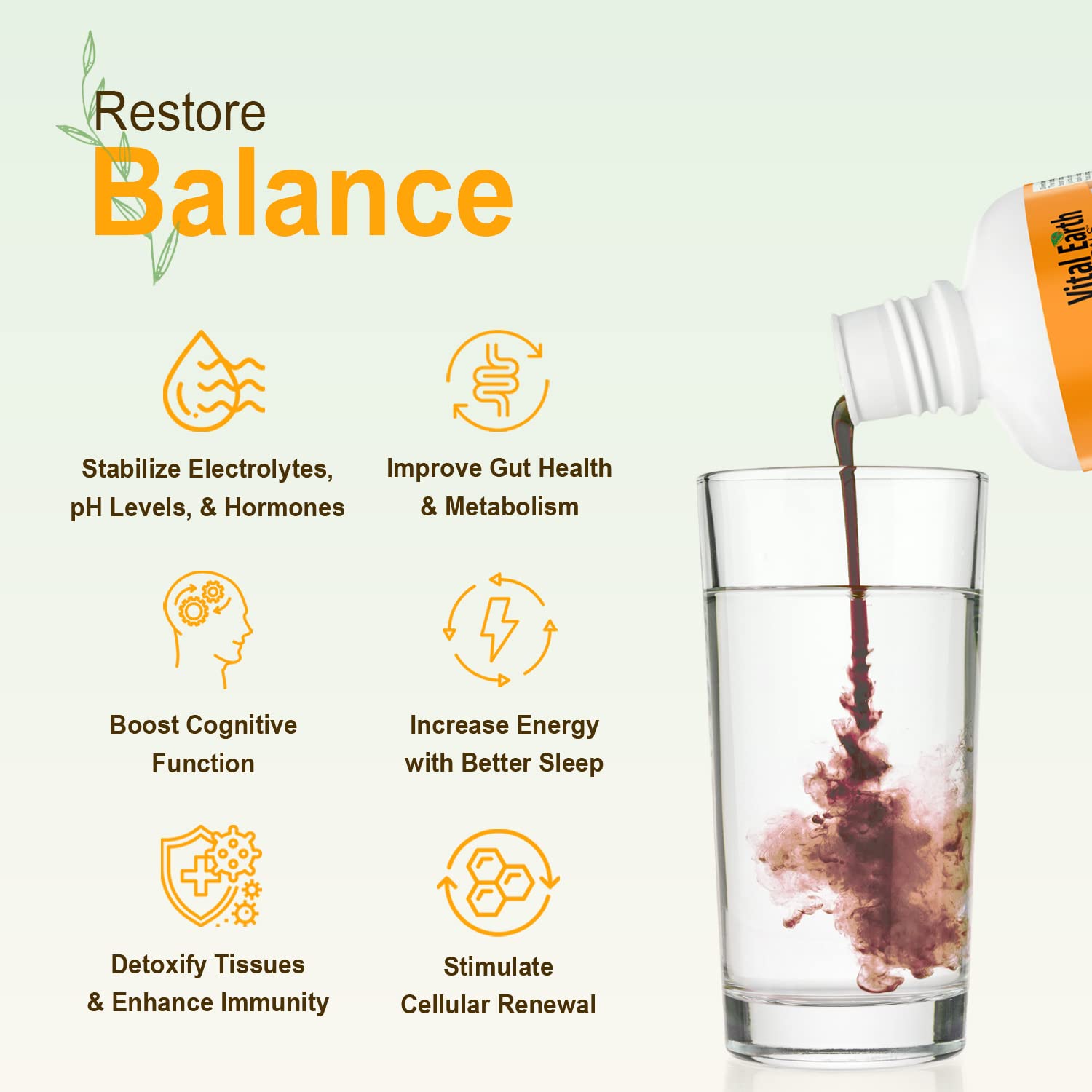 Vital Earth Minerals en jugo matutino para energizar la mañana naturalmente