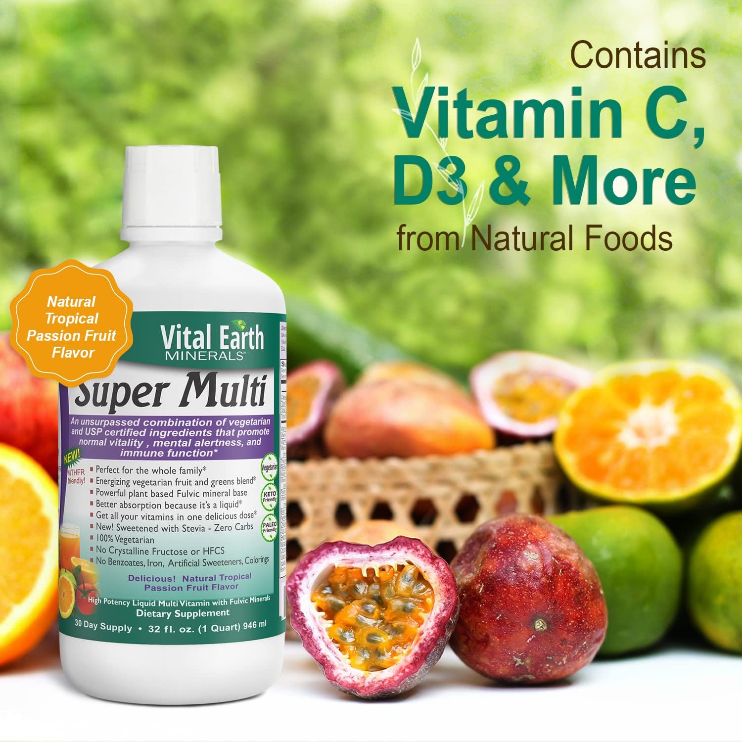 Vital Earth Minerals adulto midiendo la dosis para consumo fácil