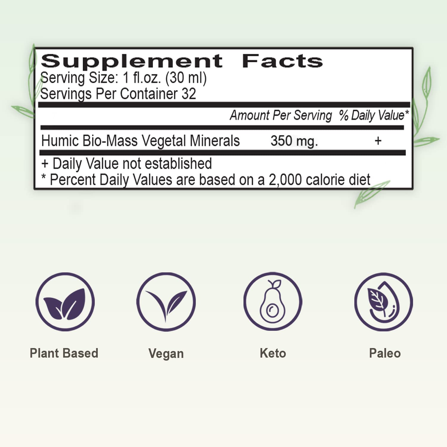 Vital Earth Minerals etiqueta con información de minerales y beneficios