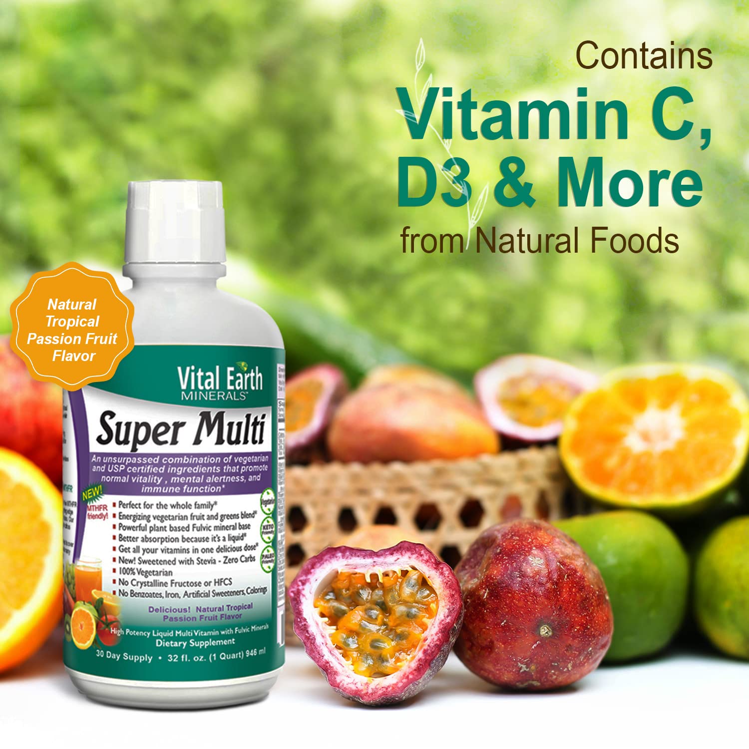 Vital Earth Minerals etiqueta con ingredientes activos y beneficios