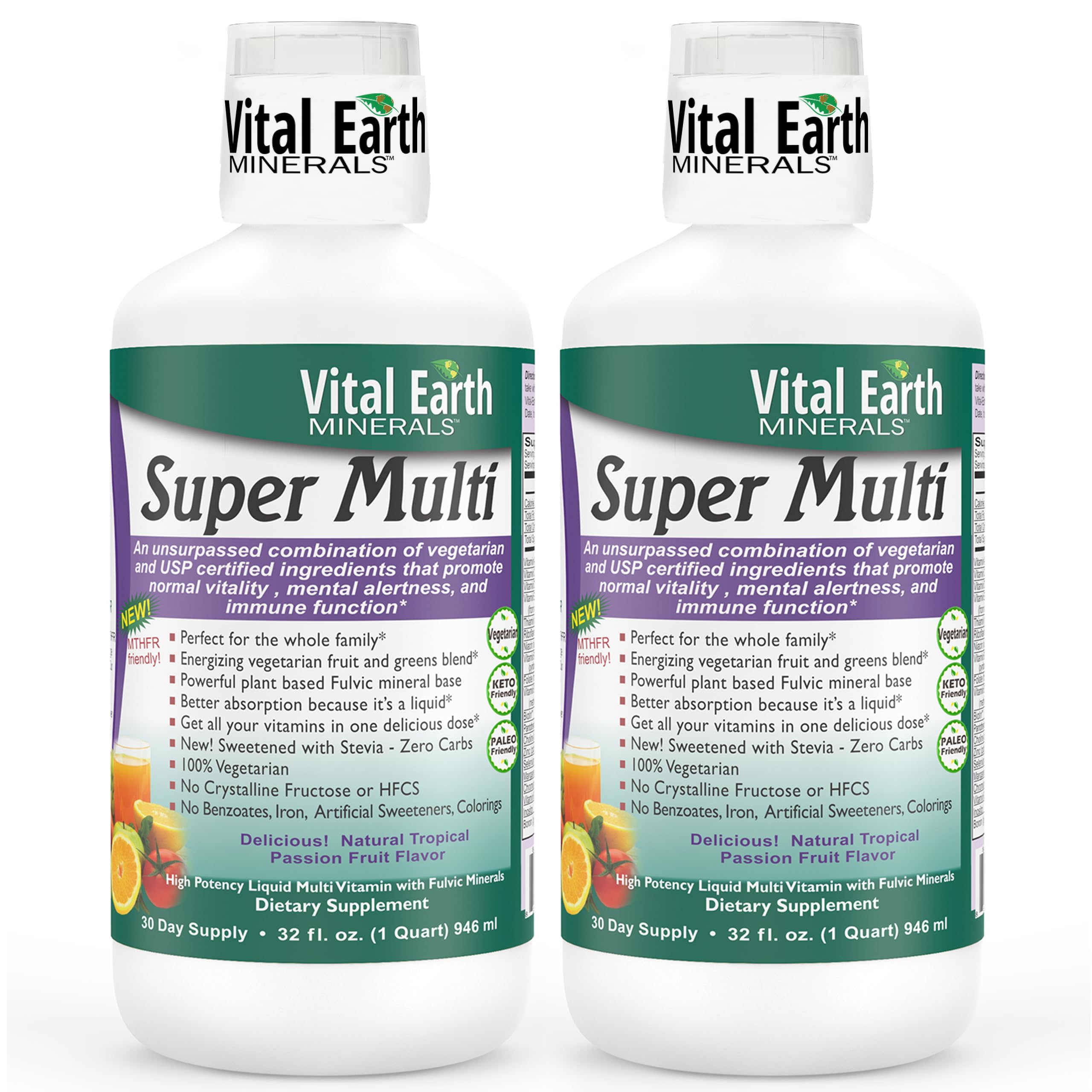 Vital Earth Minerals frasco frente mostrando tamaño y diseño útil