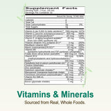Vital Earth Minerals ingredientes de frutas y verduras, sabor natural