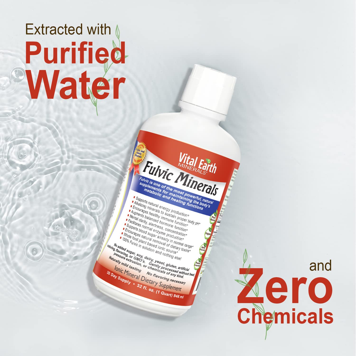 Vital Earth Minerals uso matutino en vaso para añadir a la rutina diaria