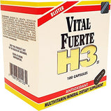 Vital Fuerte cápsula en detalle enfocada, textura visible y tamaño práctico