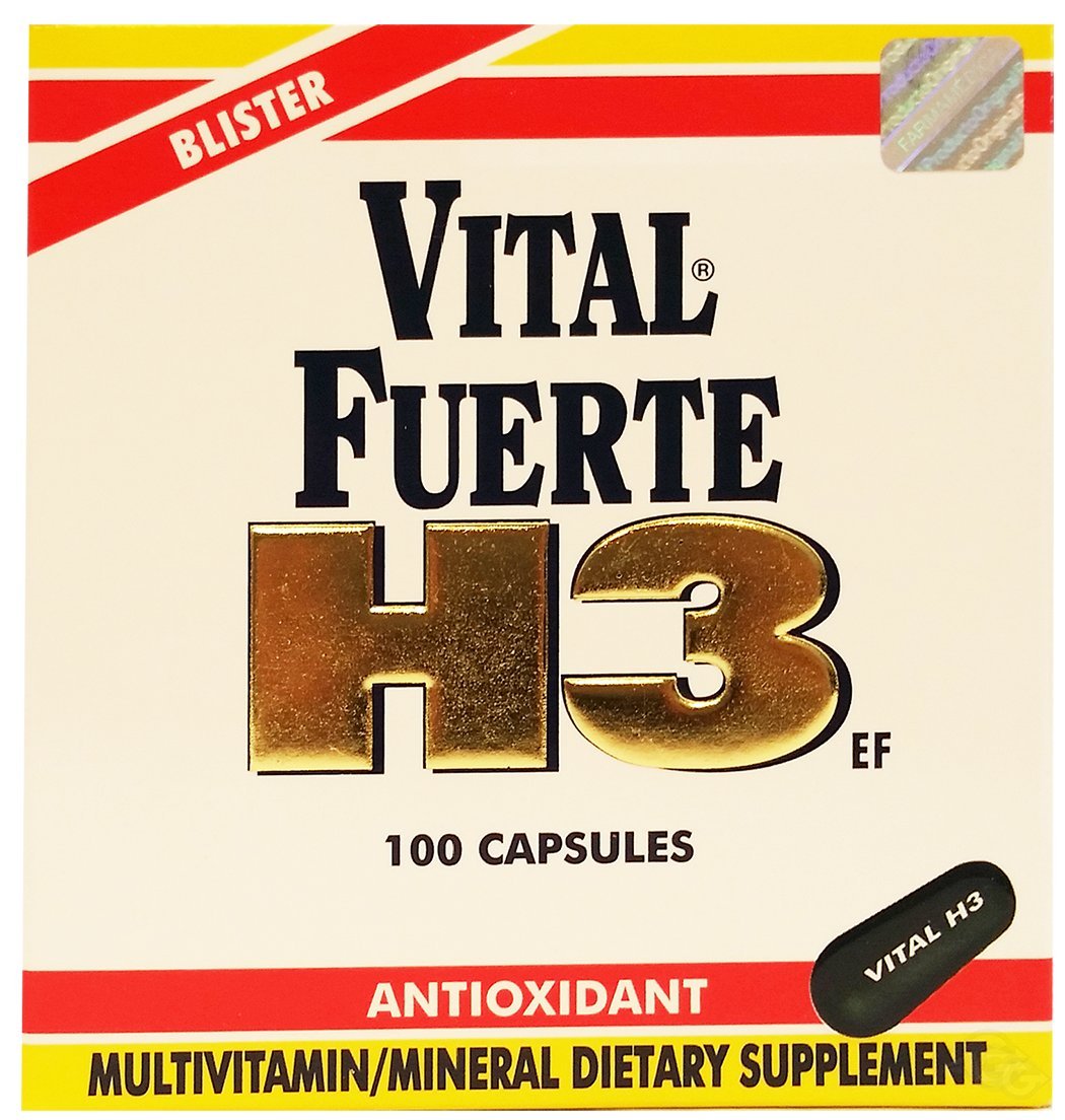 Vital Fuerte frasco frontal mostrando etiqueta y cantidad 100 cápsulas