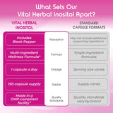 Vital Herbal cápsula en mano para comparar tamaño y conveniencia