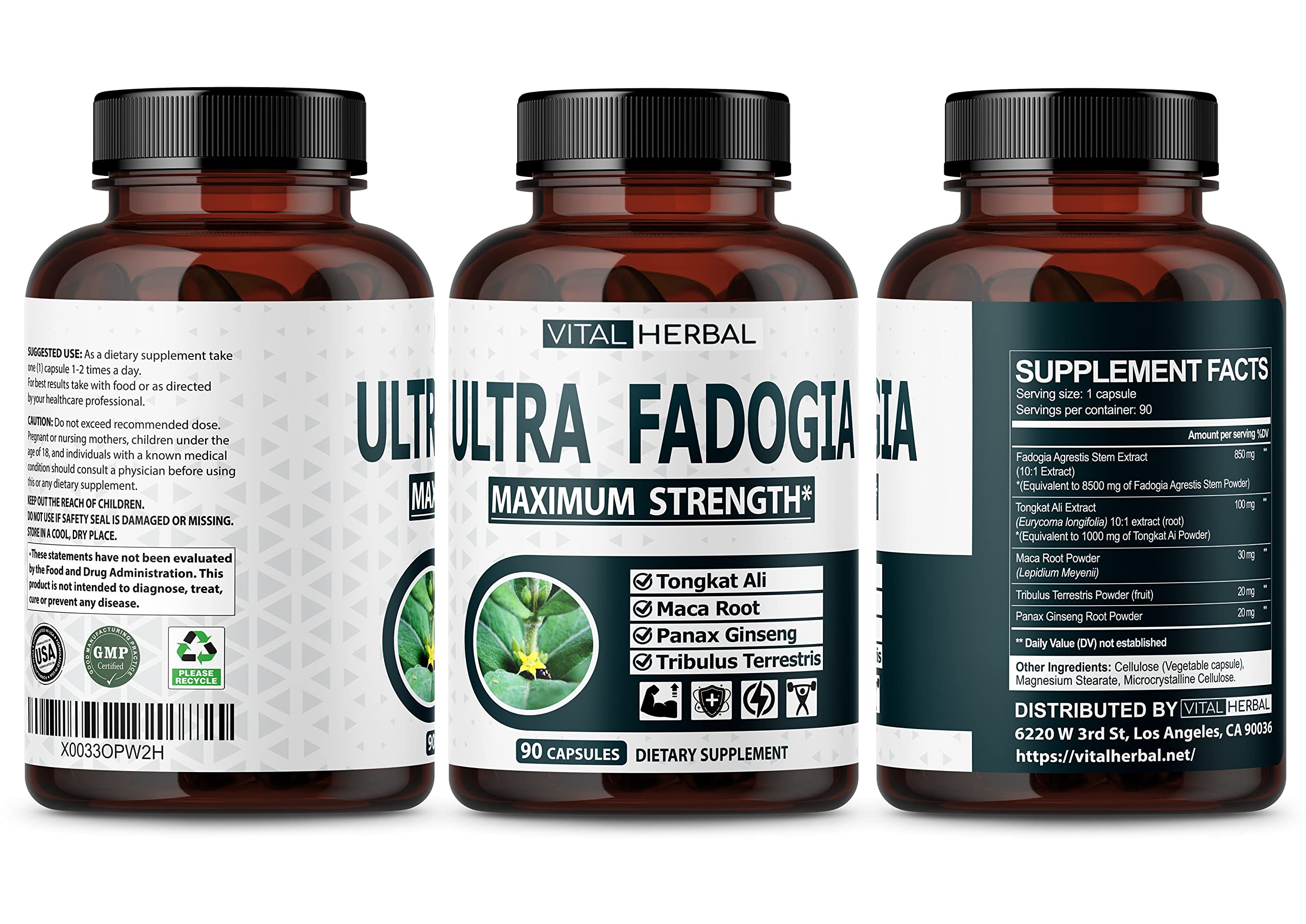 VITAL HERBAL comparación de tamaño de la cápsula con una moneda