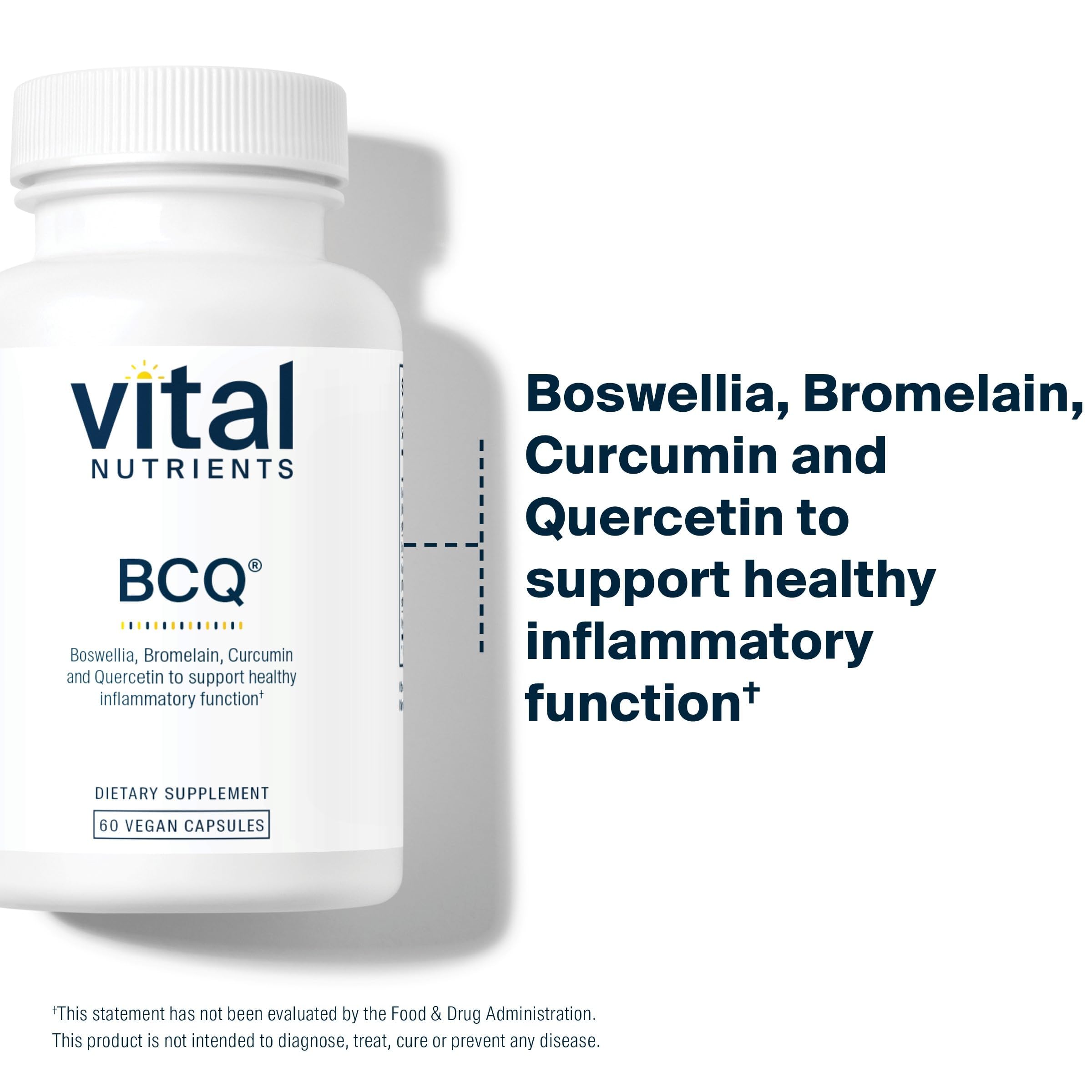 Vital Nutrients primer plano de cápsulas BCQ que muestra textura y tamaño vegano