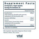 Vital Nutrients etiqueta detalle de BCQ con información de ingredientes y pureza