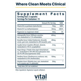 Vital Nutrients cápsula de cerca texturas visibles y aspecto vegano para claridad