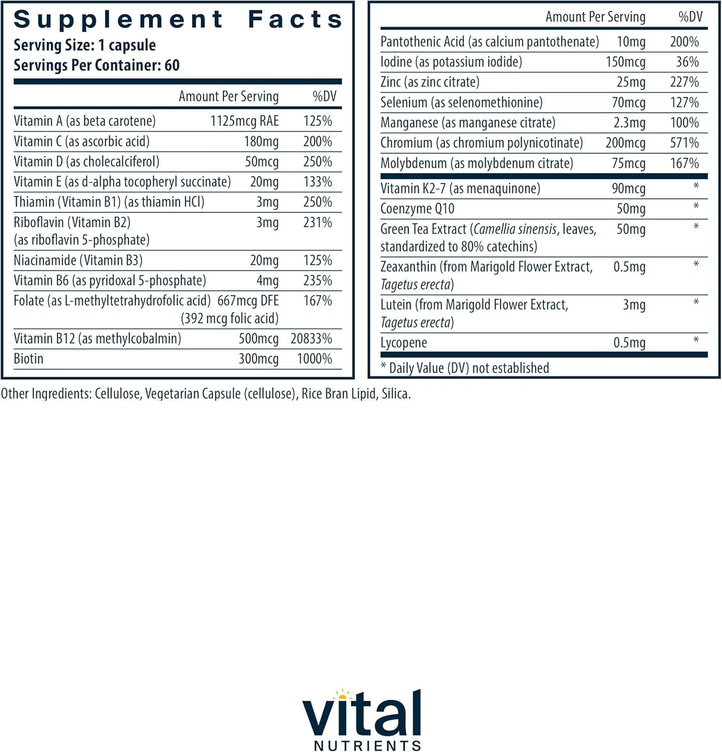 Vital Nutrients cápsula en primer plano mostrando textura y calidad