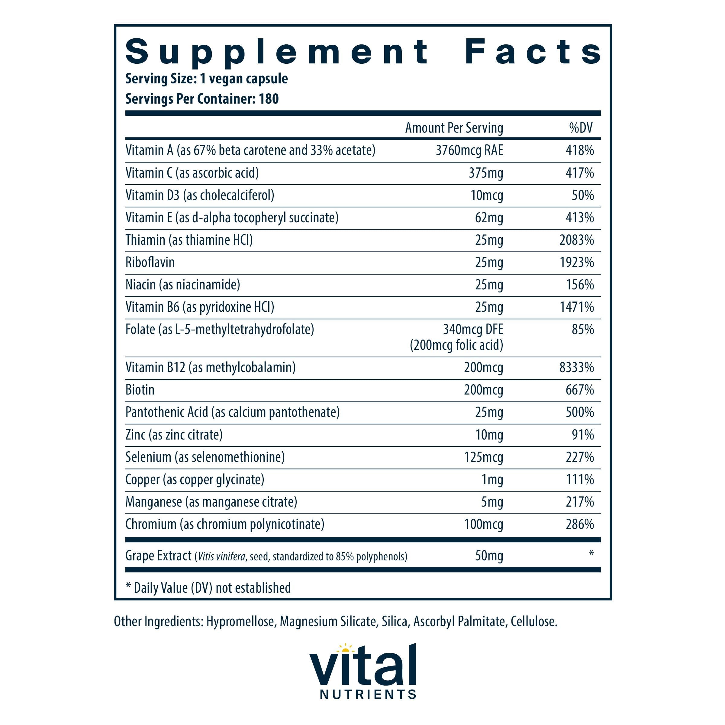 Vital Nutrients detalle de cápsula vegetariana para textura y pureza