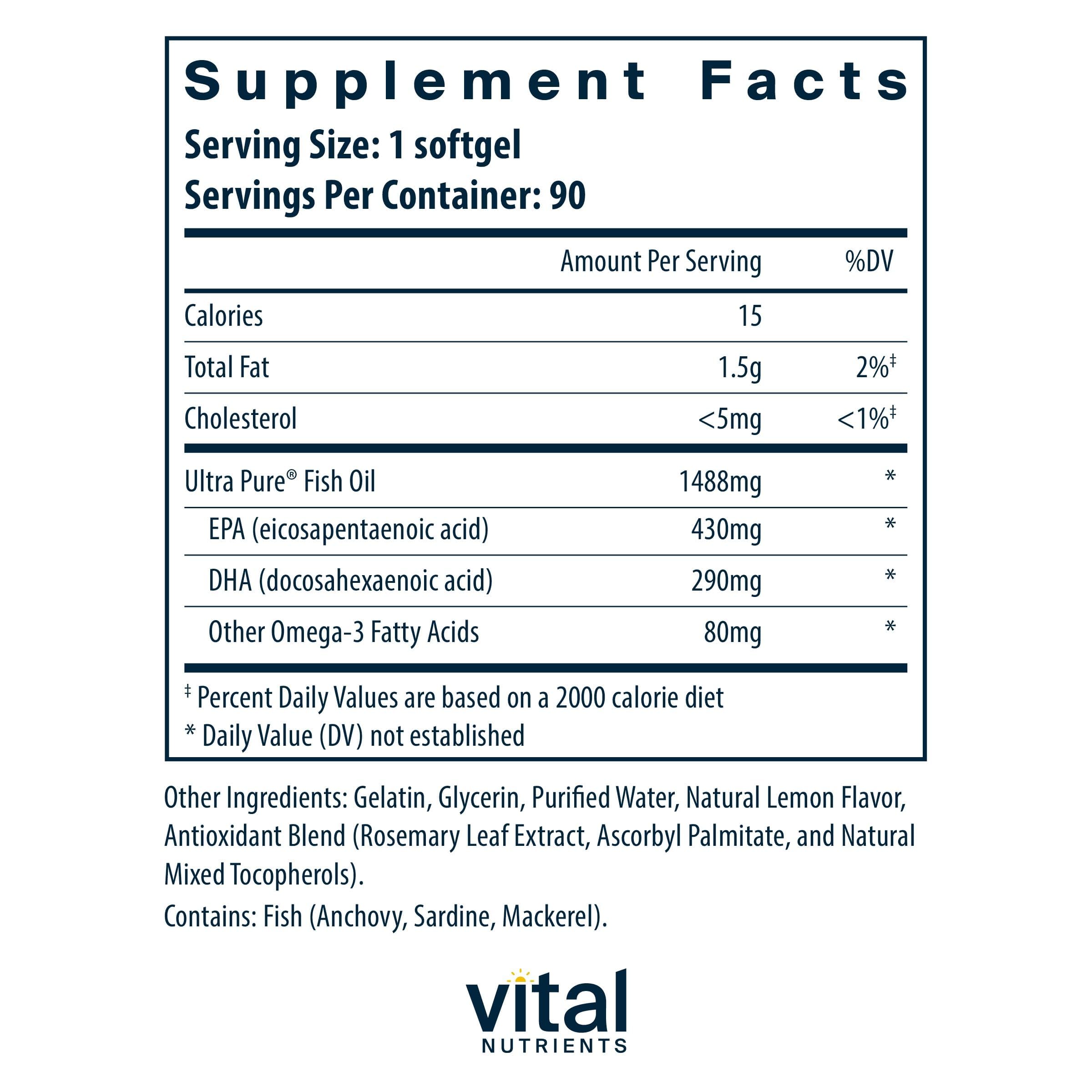 Vital Nutrients primer plano de cápsula blanda que destaca alta concentración