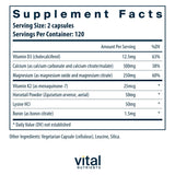 Vital Nutrients cápsulas apiladas que muestran cantidad y fácil dosificación