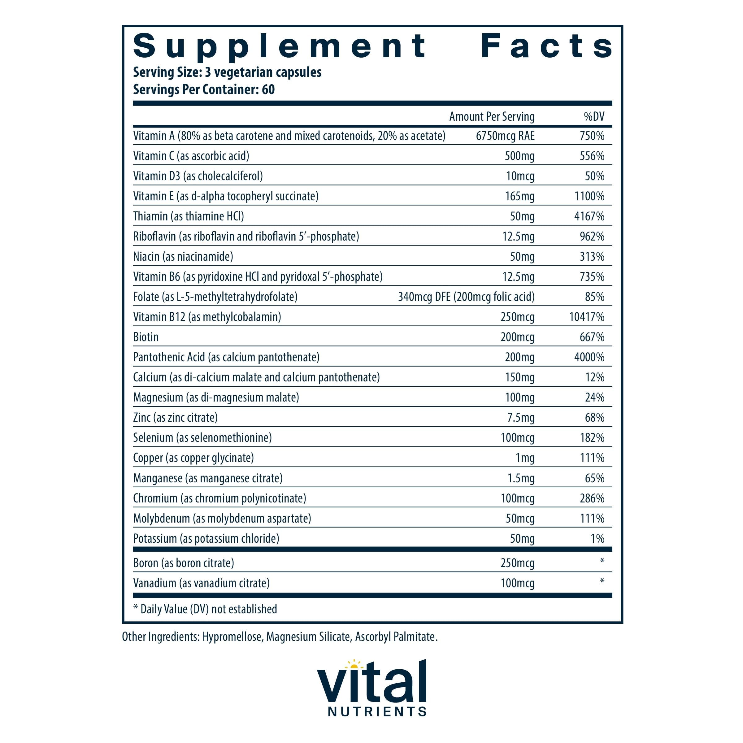 Vital Nutrients cápsulas en detalle, muestra textura y fácil ingestión