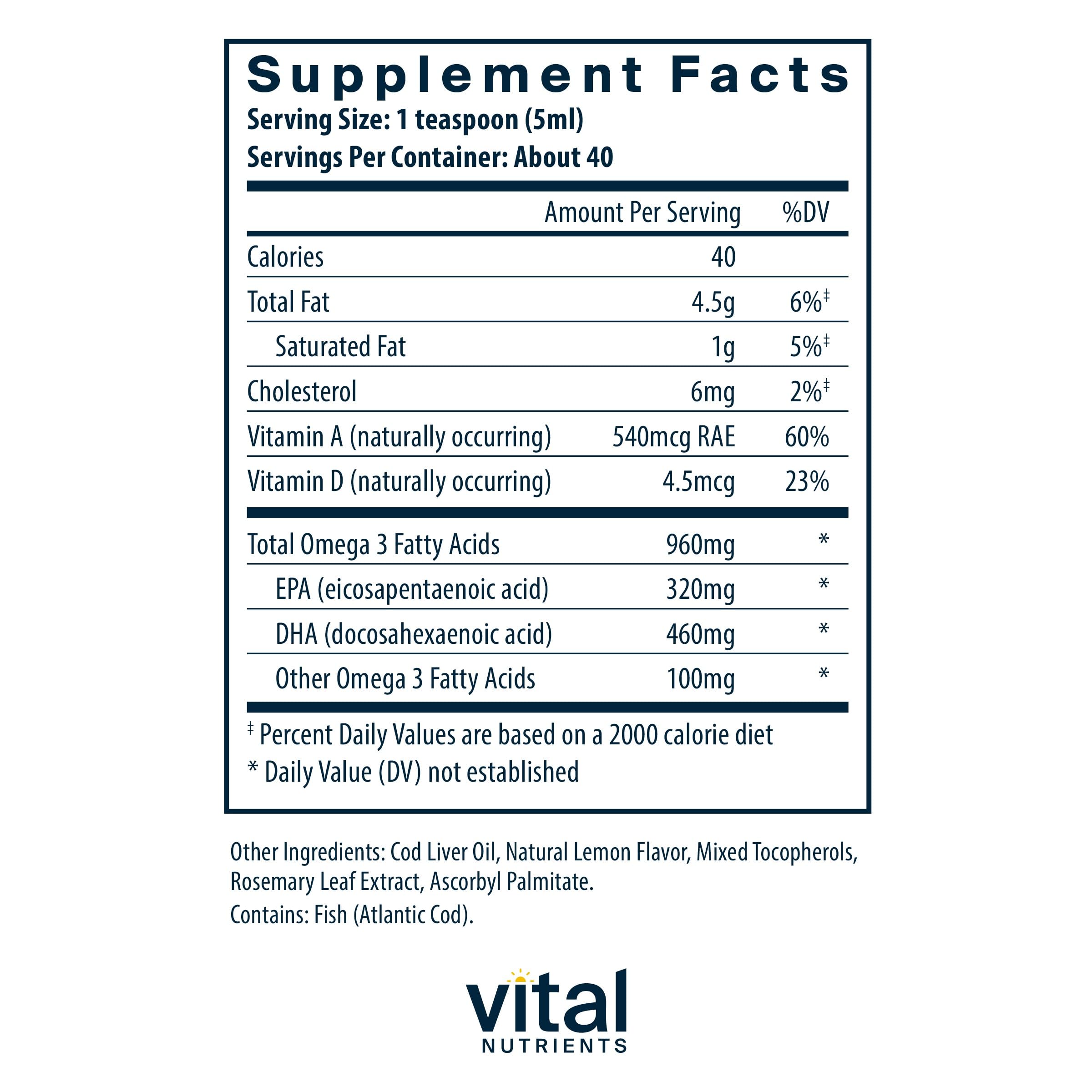 Vital Nutrients primer plano de la etiqueta con información clara