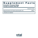 Vital Nutrients polvo de DGL en cuchara, textura fina para dosificar fácil