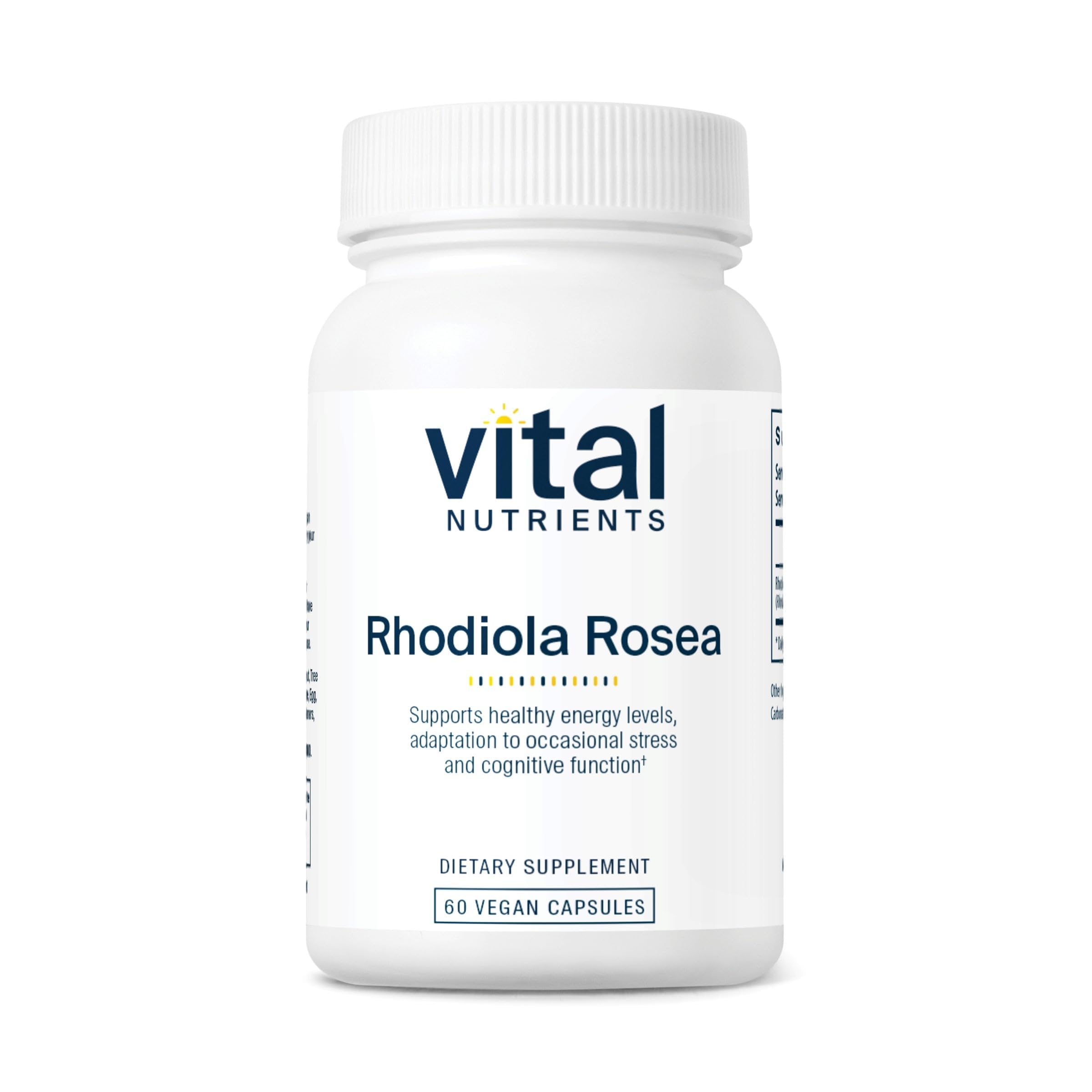 Vital Nutrients frasco delantero Rhodiola para energía cotidiana