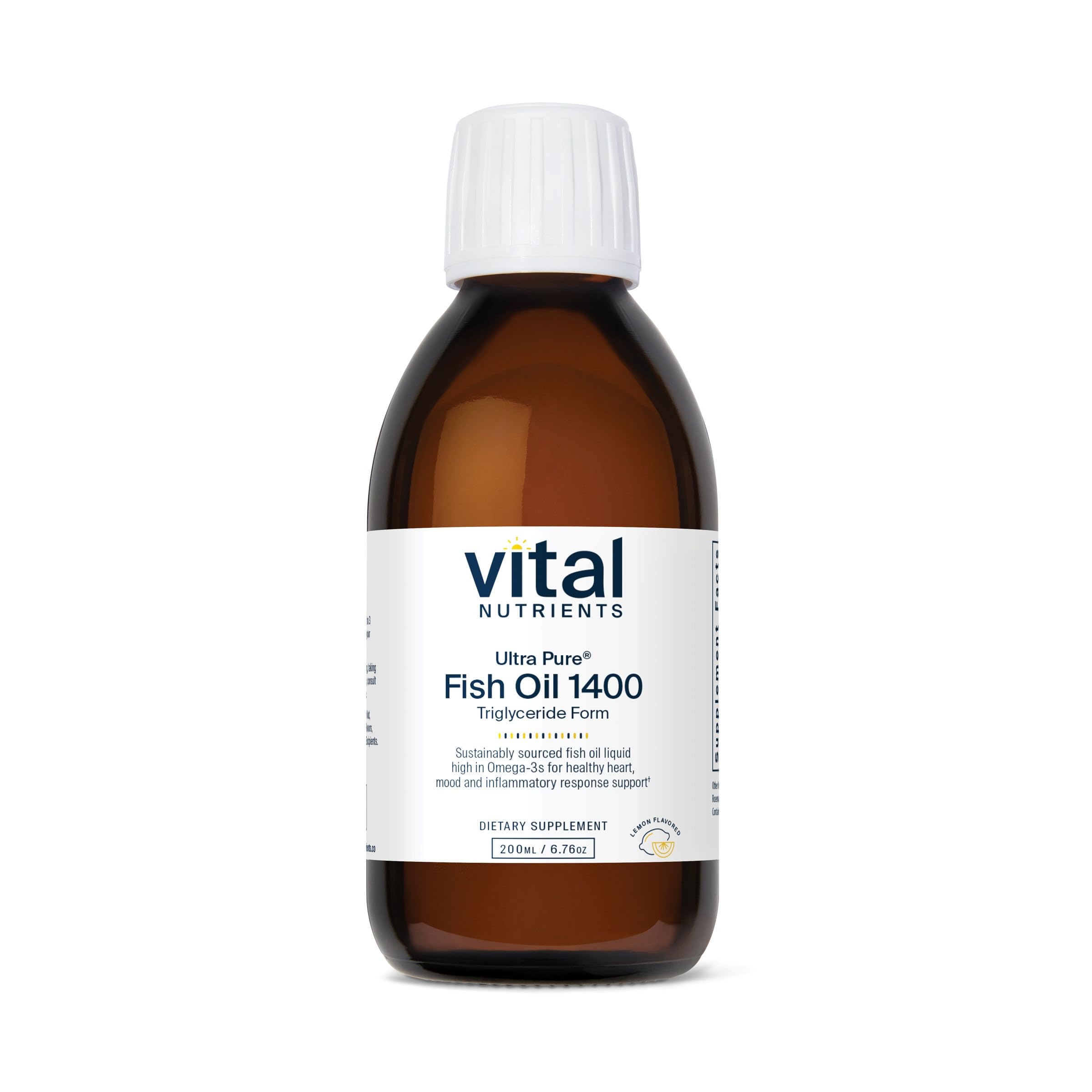 Vital Nutrients frasco frontal mostrando etiqueta clara y pureza