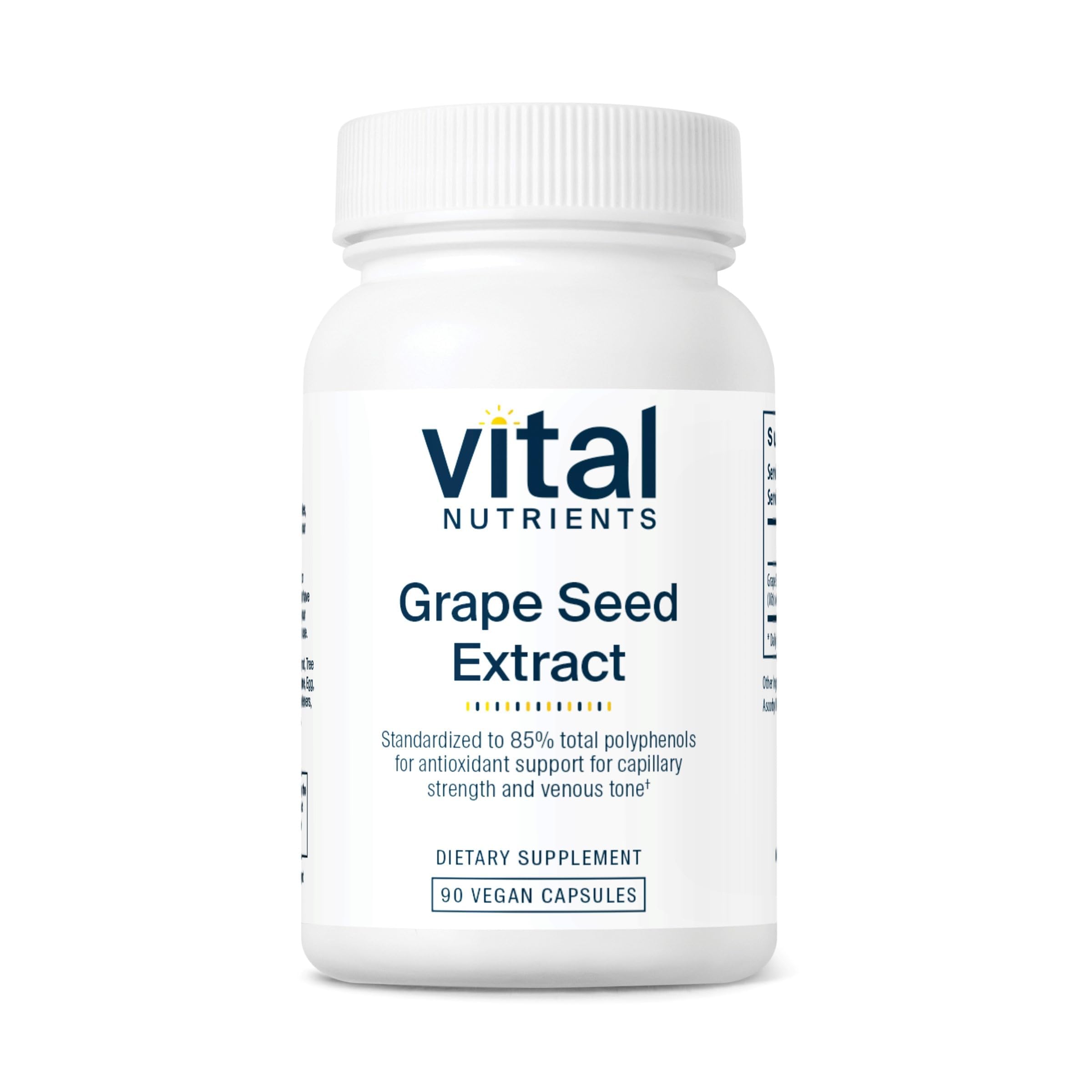 Vital Nutrients frasco frontal mostrando etiqueta clara y beneficios