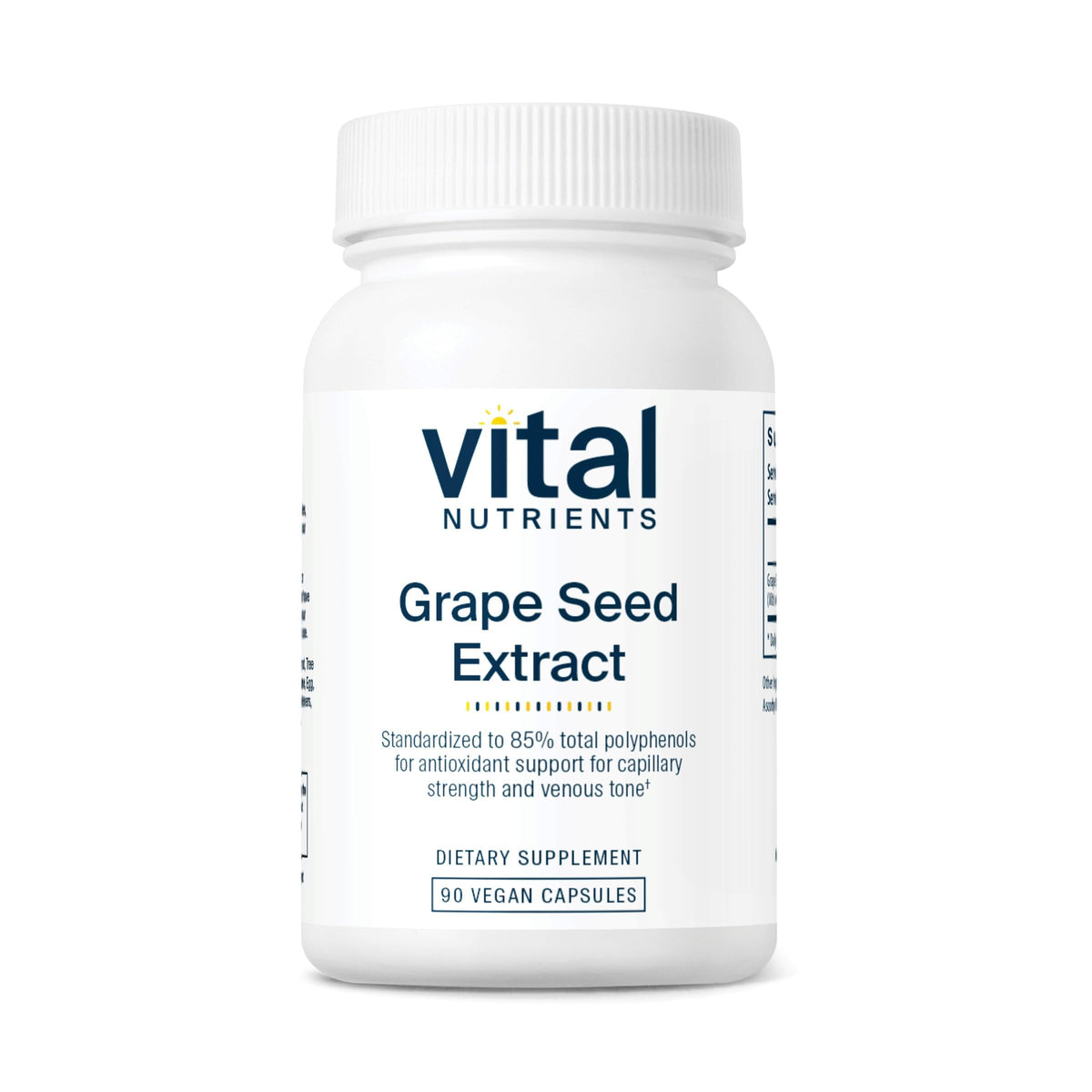 Vital Nutrients frasco frontal mostrando etiqueta clara y beneficios