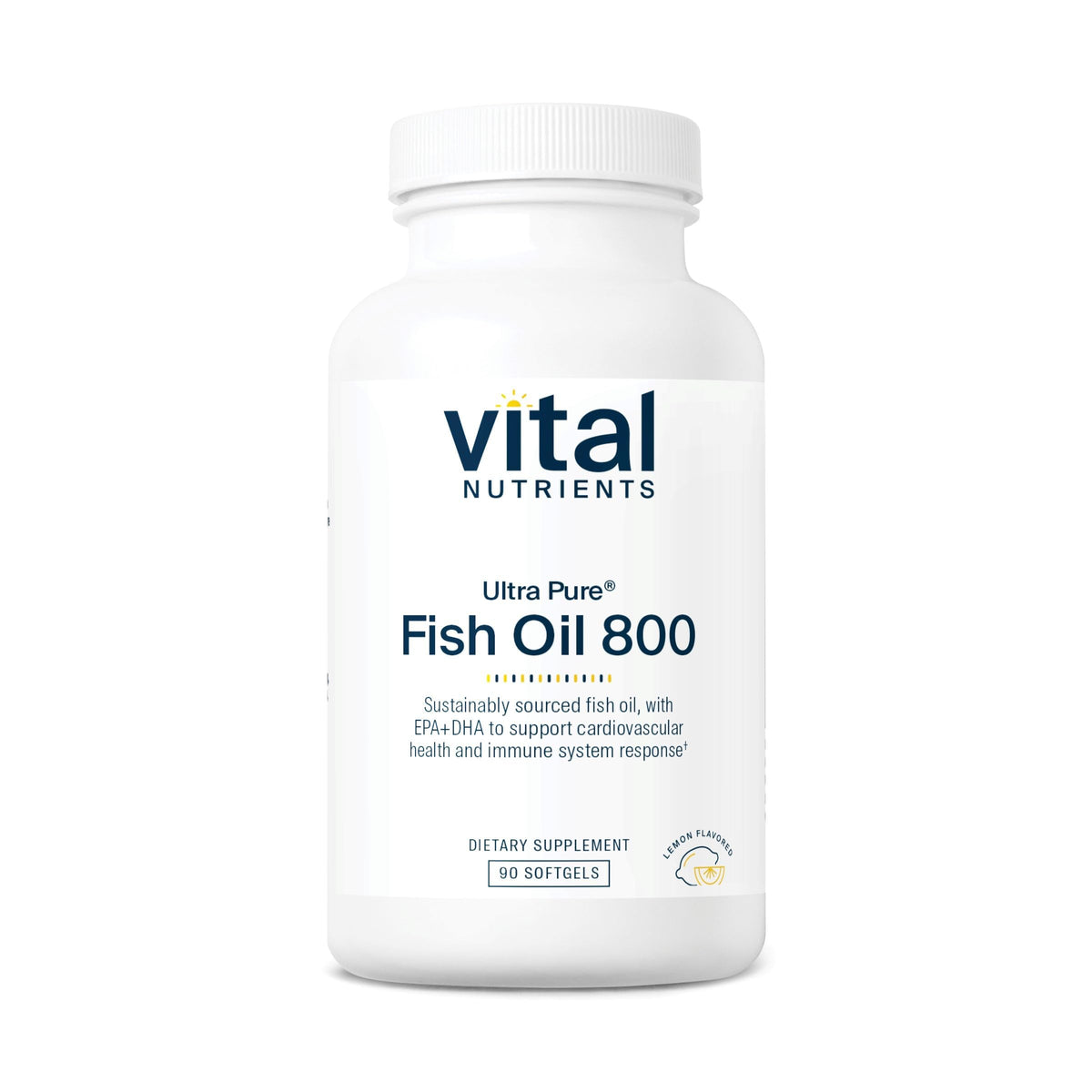 Vital Nutrients presentación frontal del frasco mostrando 90 softgels y etiqueta clara