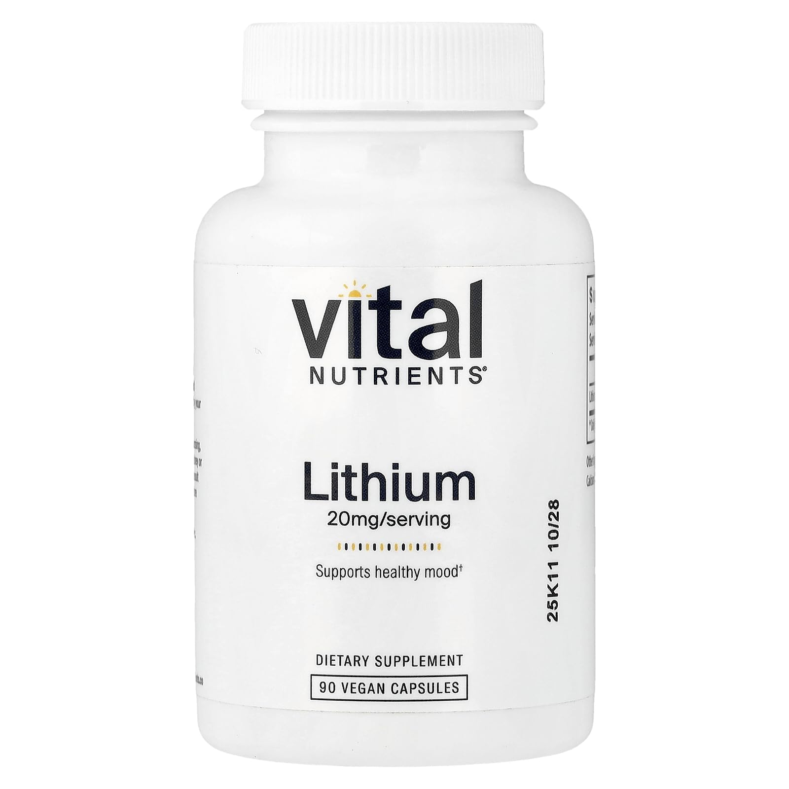 Vital Nutrients bote frontal mostrando etiqueta limpia y beneficios claros