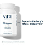 Envase Vital Nutrients melatonina 3mg con 60 cápsulas para comparar tamaño y dosis diaria