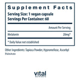Vital Nutrients etiqueta con ingredientes, pureza y certificado visible