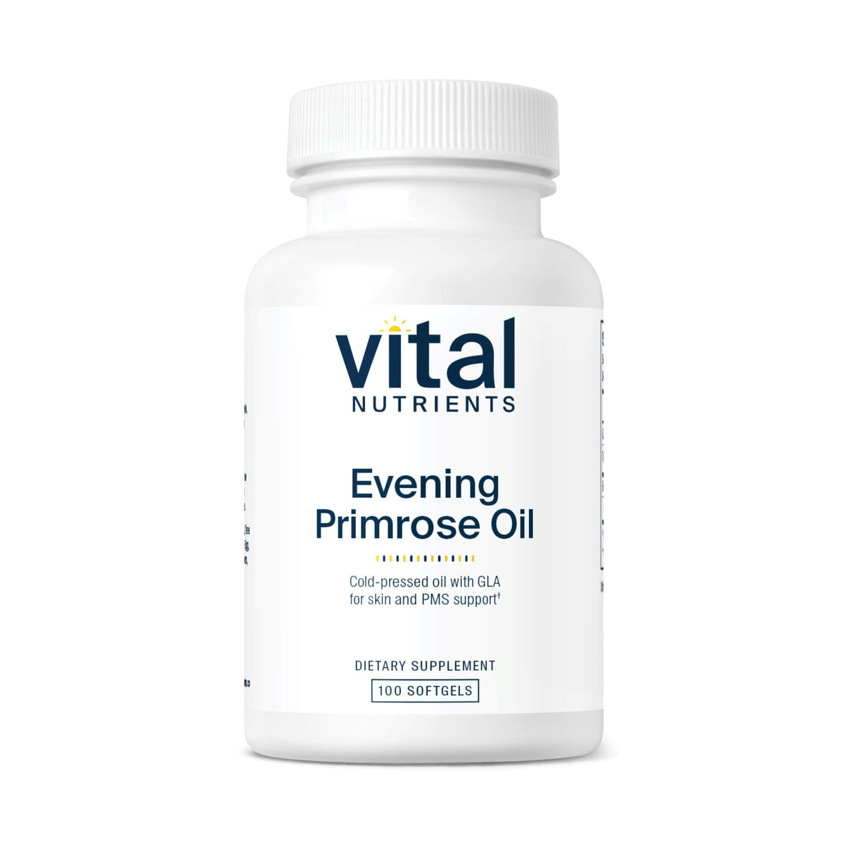 Vital Nutrients frasco delantero mostrando etiqueta y beneficio de pureza