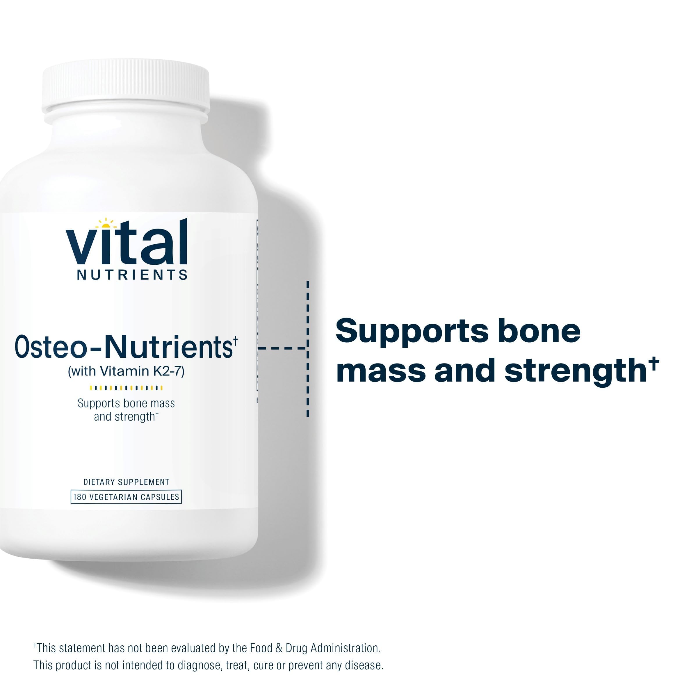 Vital Nutrients etiqueta de ingredientes resaltando K2, D3, calcio y magnesio